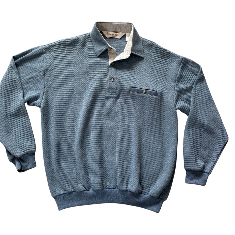 Vintage Classics by Palmland Long Sleeve Pullover Blue Men’s Medium EUC